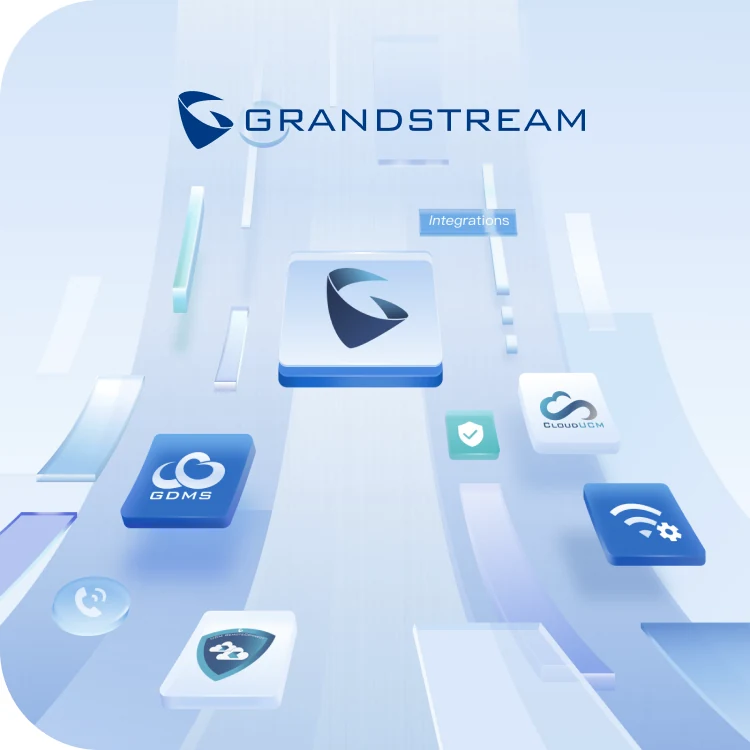 Plateforme Grandstream : icônes des applications GDMS, intégrations et supervision