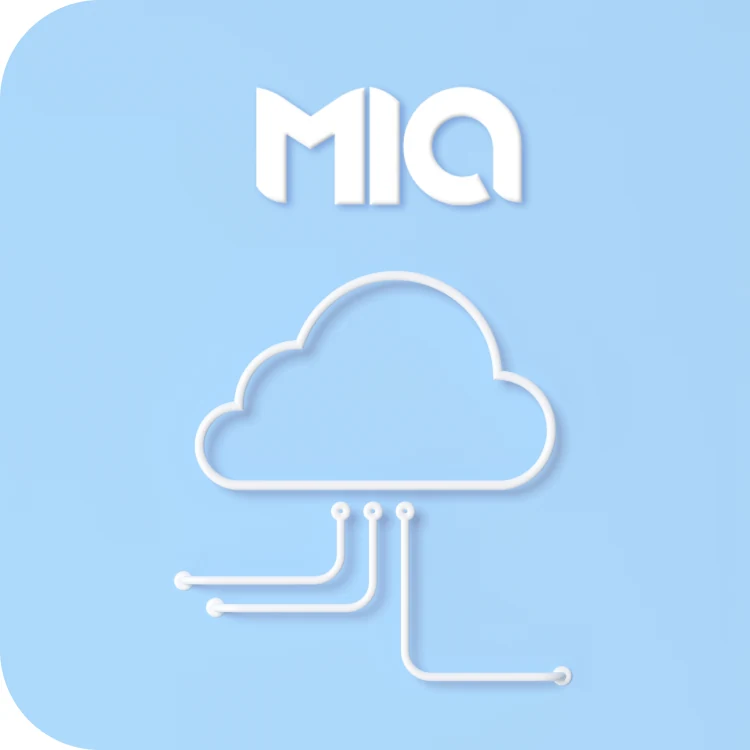 MIA : logo et nuage sur fond bleu ciel